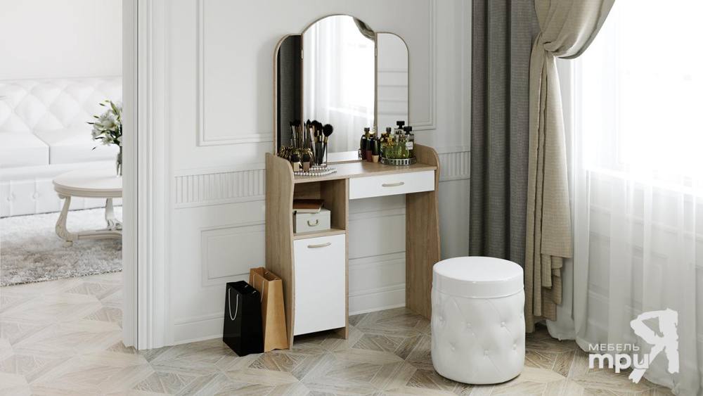 Стол туалетный "София Т1" Дуб сонома/Белый