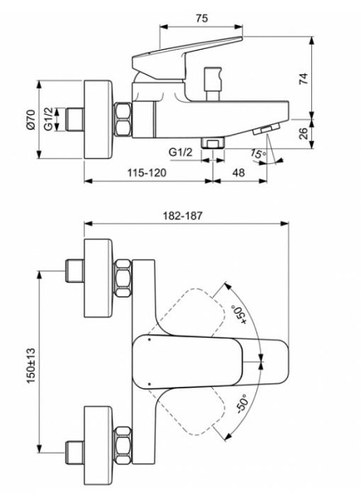 Смеситель для ванны Ideal Standard "Ceraplan" BD256AA