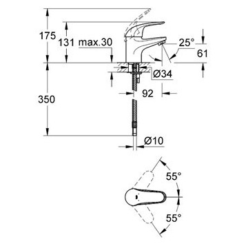 Смеситель для раковины GROHE "Euroeco" 32734000