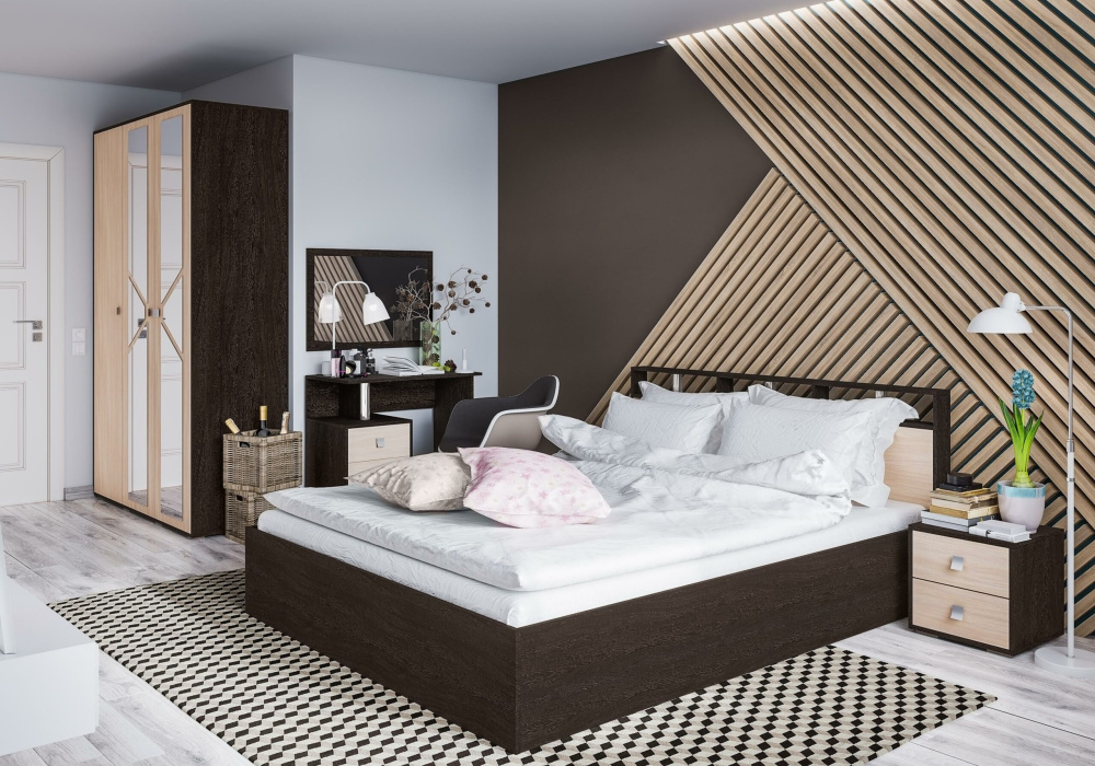 Кровать "Ненси-2" 1400 Венге/Дуб молочный