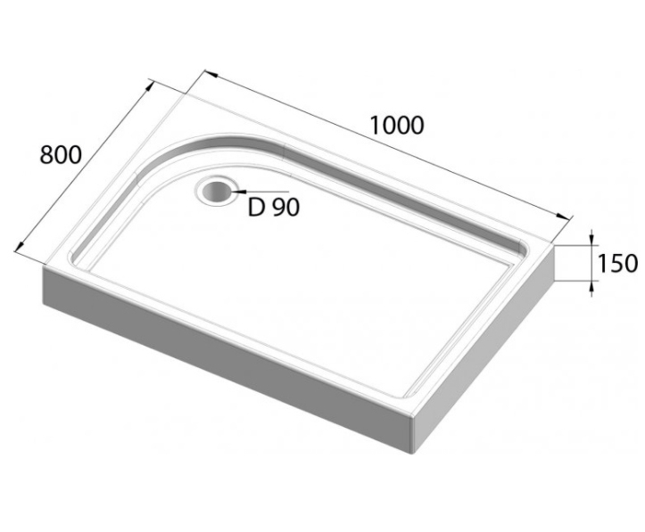 Акриловый поддон для душа BelBagno "Tray 100" L 100Х80Х15