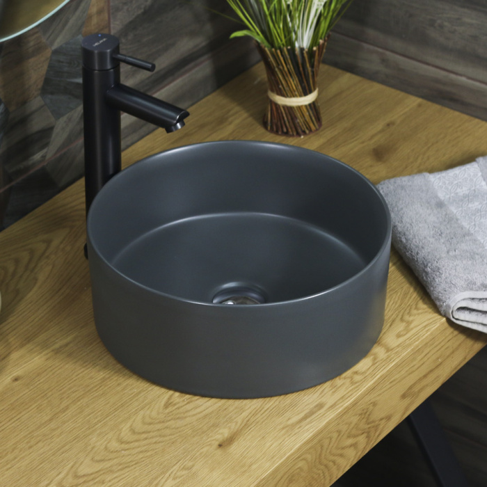 Раковина накладная MELANA MLN-320357MDG матовая темно-серая 358Х358Х137