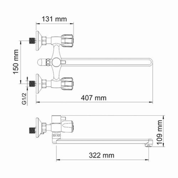 Смеситель для ванны WasserKRAFT "Amper" 2902L универсальный