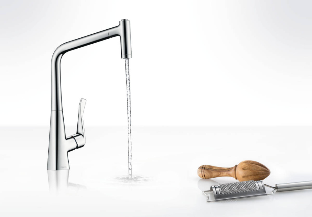 Смеситель для кухни HANSGROHE "Metris" с выдвижным изливом