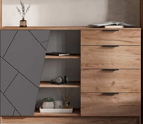 Комод "Орегон" 1400 КМ 01 Графит/Дуб крафт табачный