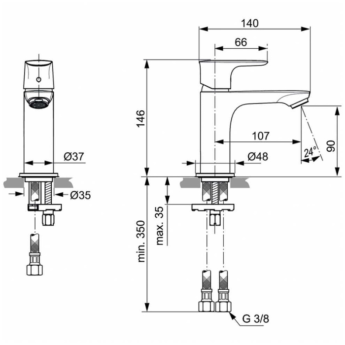 Смеситель для раковины Ideal Standard "Connect Air" A7010AA