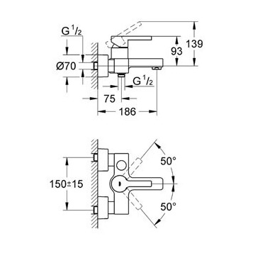 Смеситель для ванны GROHE "Lineare" 33849