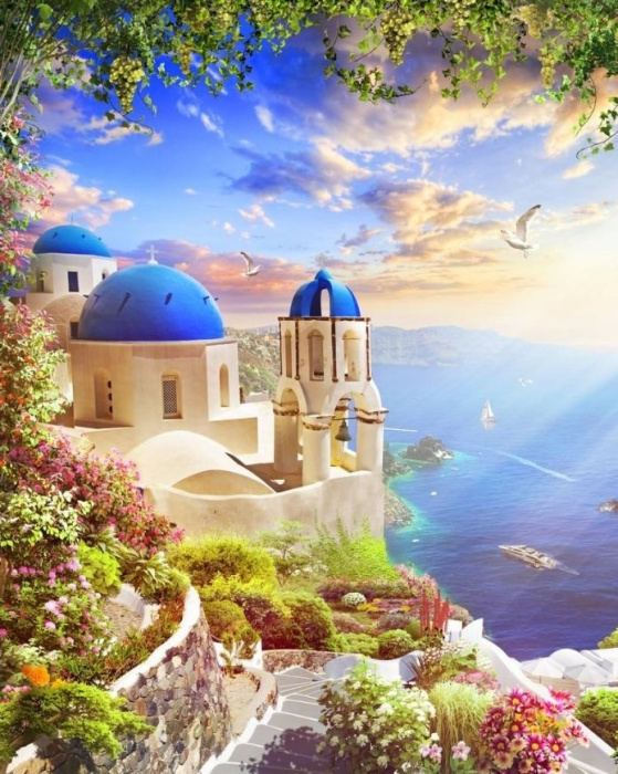 Фотообои Flizetto "Побережье Санторини" 200*250