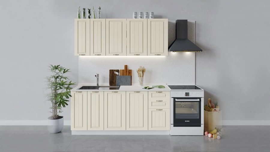 Кухонный гарнитур «Лина» длиной 180 см Белый, Крем Кухонный гарнитур «Лина» длиной 180 см Белый, Крем