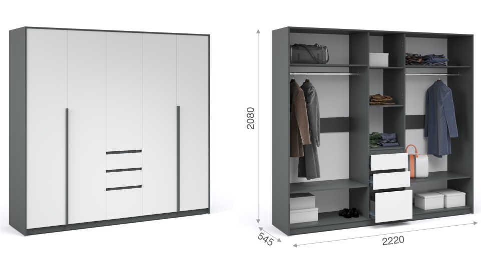 Шкаф 5-ти дверный без зеркала "Мишель" Антрацит Шкаф 5-ти дверный без зеркала "Мишель" Антрацит