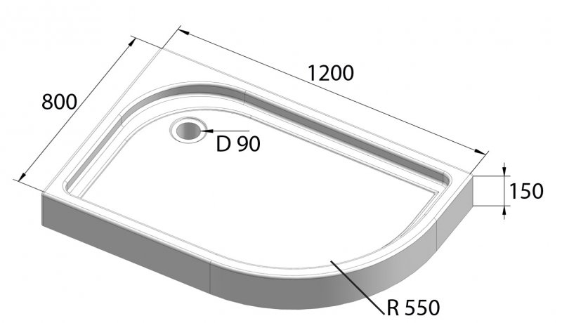 Акриловый поддон для душа BelBagno "Tray 120" L 120Х80Х15