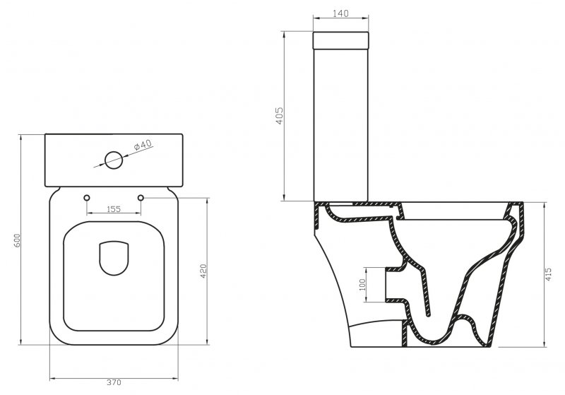 Унитаз напольный P-Trape BelBagno "JANICE" 370Х600Х415