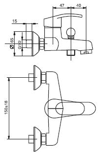Смеситель для ванны OSGARD "BARKER" 15323 РАСПРОДАЖА