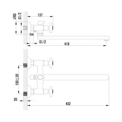 Смеситель для ванны Lemark "Standard" LM2112C