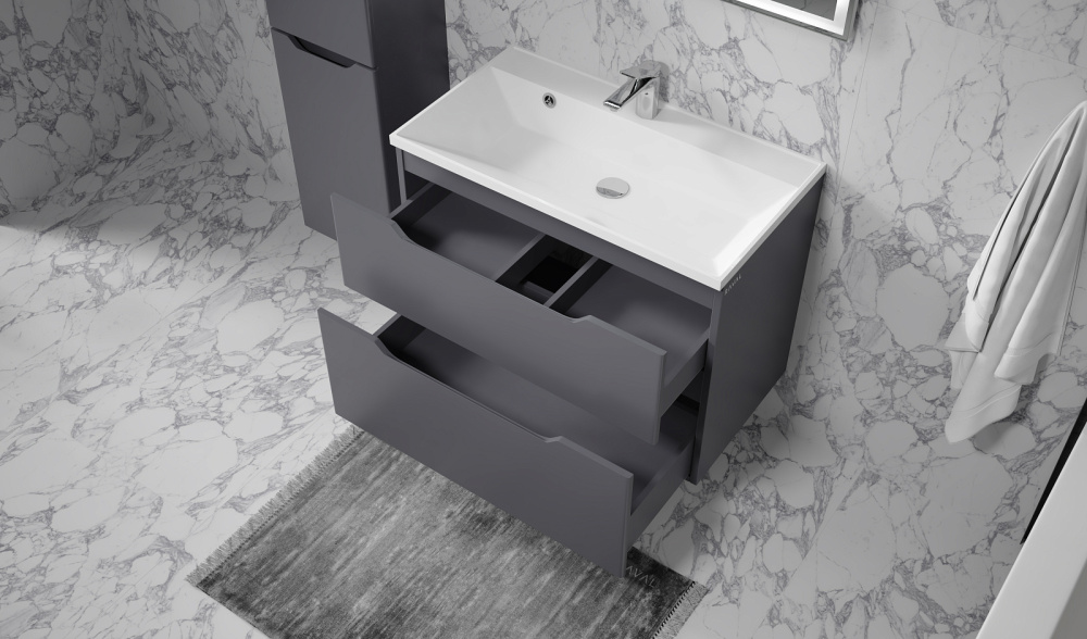 Тумба подвесная с раковиной Wector 80 Антрацит