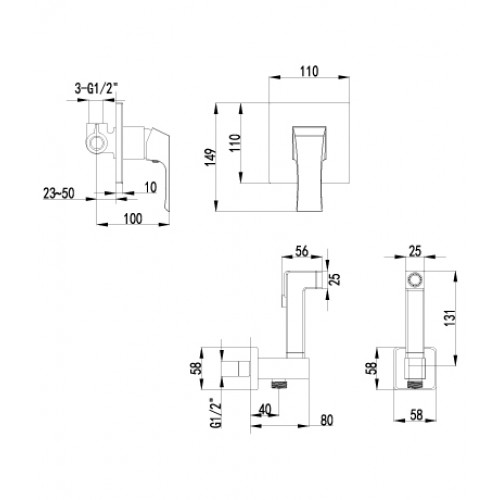 Смеситель с гигиеническим душем Lemark "Unit" LM4519C