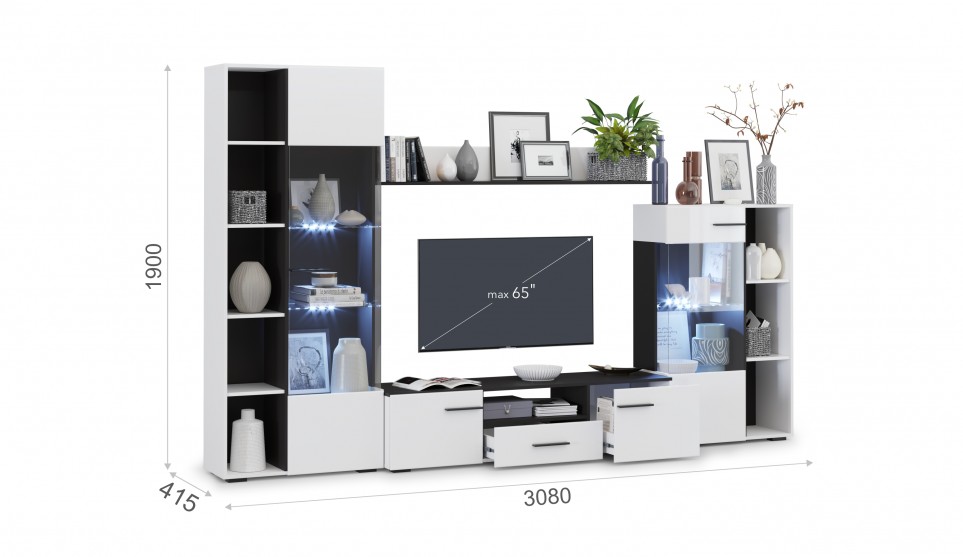 Стенка "Невада" Морское дерево/белый глянец