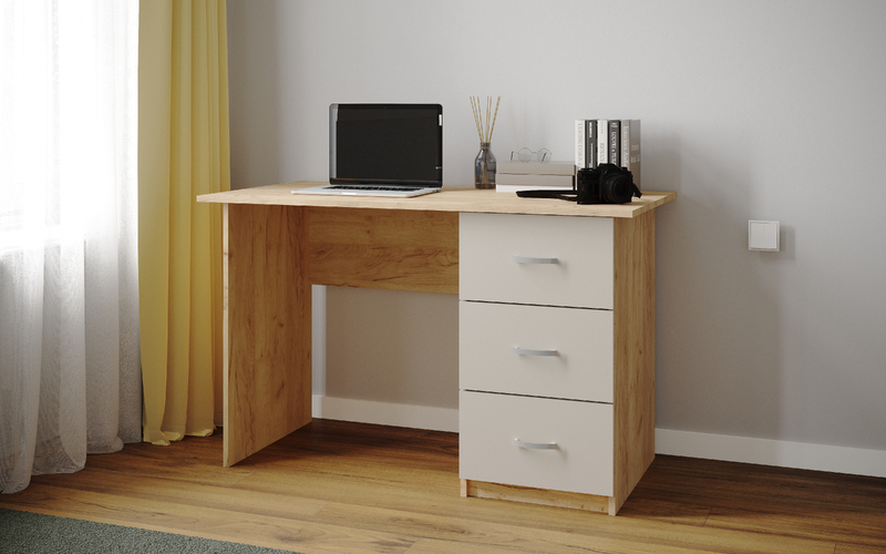 Стол письменный Сити-1 Дуб крафт золотой/Кашемир