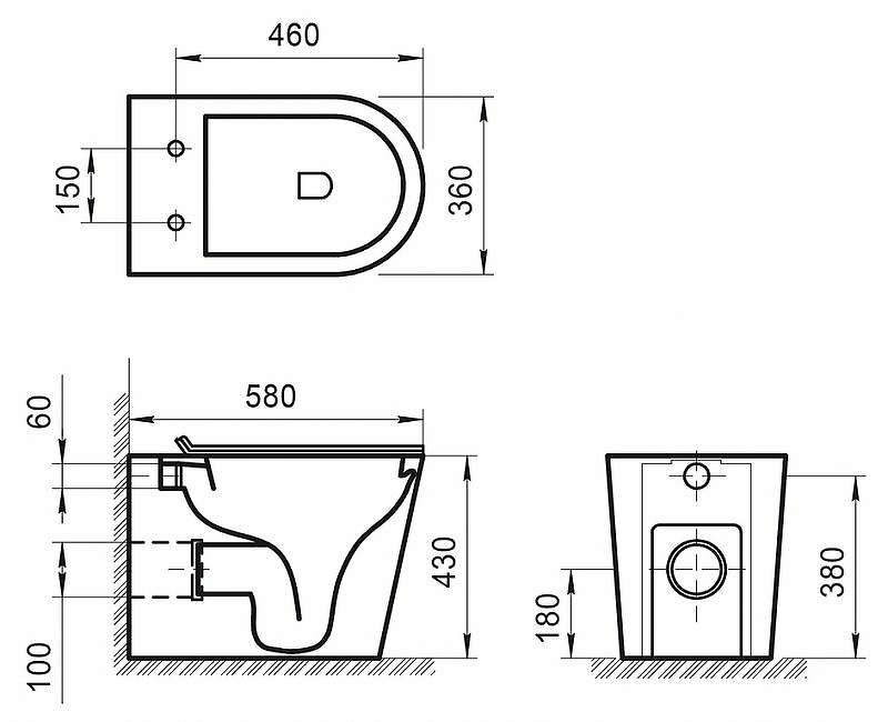 Унитаз напольный BelBagno "Flay-R" без сиденья 360Х580Х430