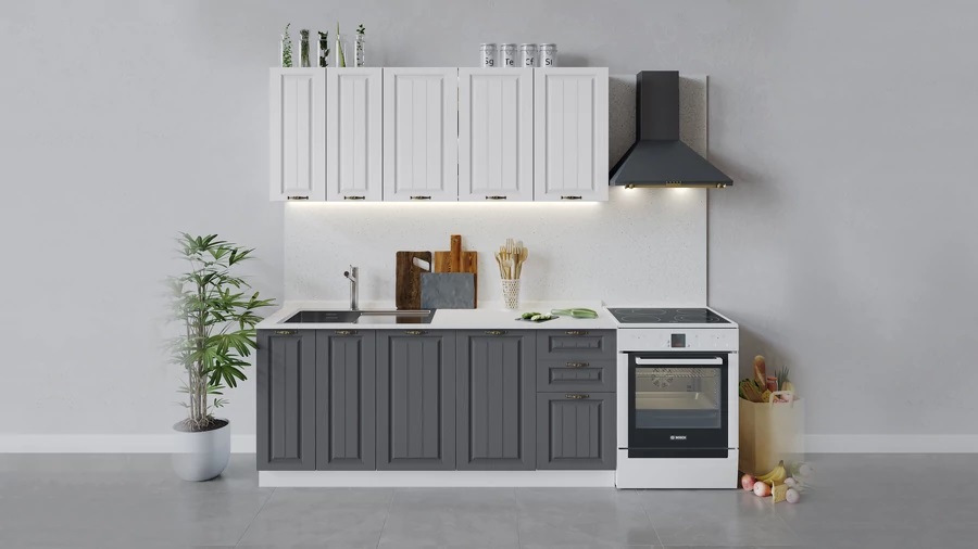 Кухонный гарнитур «Лина» длиной 180 см Белый, Графит