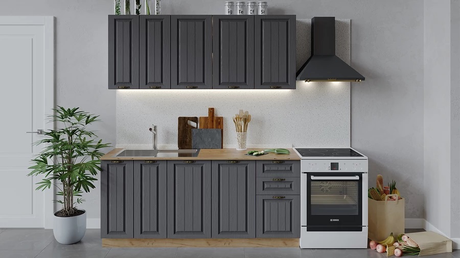 Модульная кухня «Лина» Дуб Крафт золотой, Графит Модульная кухня «Лина» Дуб Крафт золотой, Графит