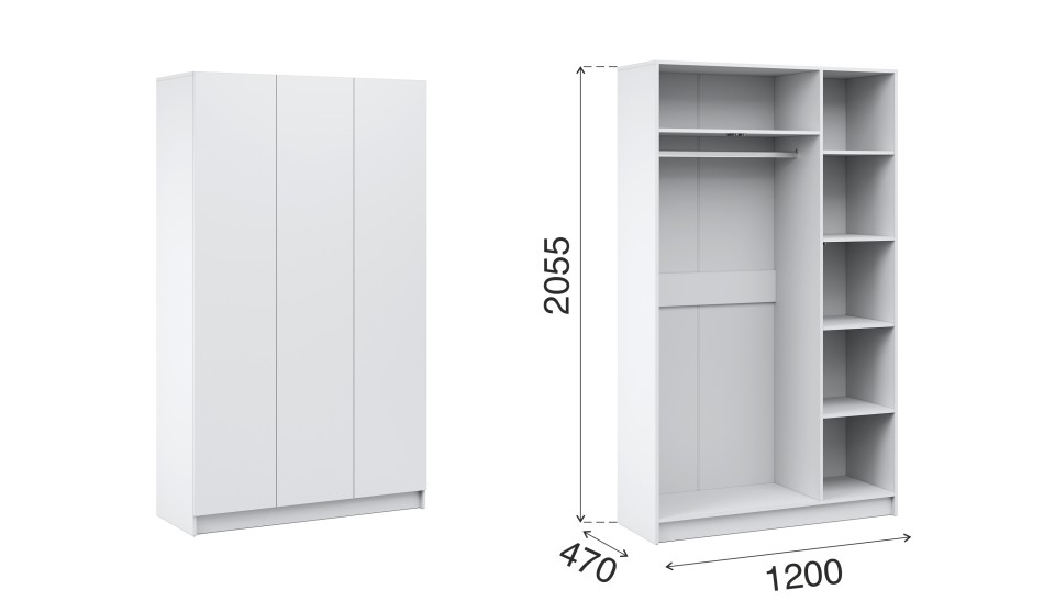 Шкаф 3-х дверный "Оникс вайт" 