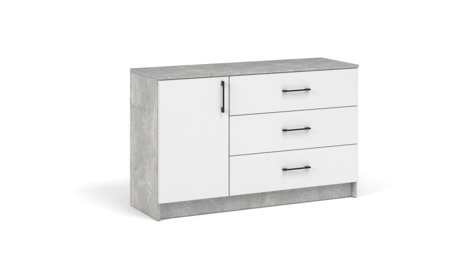 Комод 1 дверь 3 ящика "Чикаго" Белый / Ателье светлый Комод 1 дверь 3 ящика "Чикаго" Белый / Ателье светлый