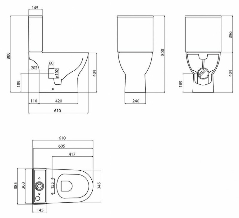 Унитаз напольный BelBagno "Lounge" безободковый 385Х610Х800 (с баком)