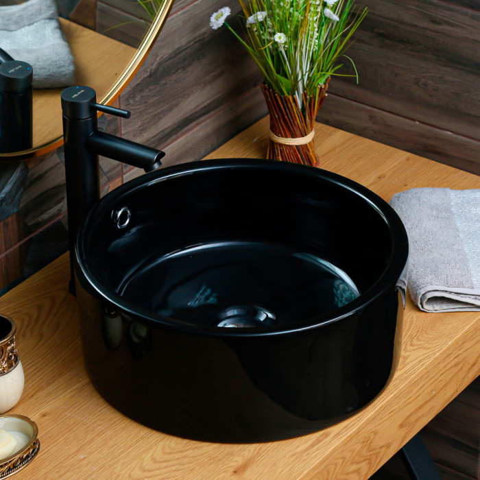 Раковина накладная MELANA MLN-7076b (черная) 420Х420Х175