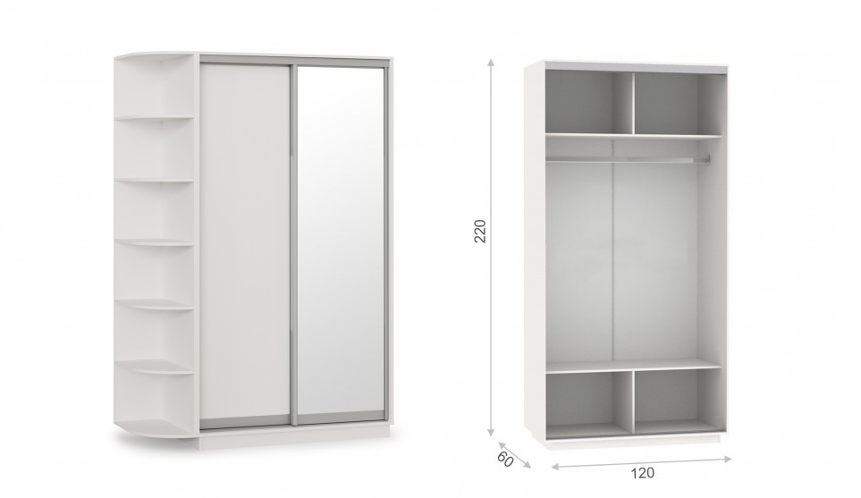 Шкаф-купе "Тетрис" (корпус) 1200/2200 Белый жемчуг